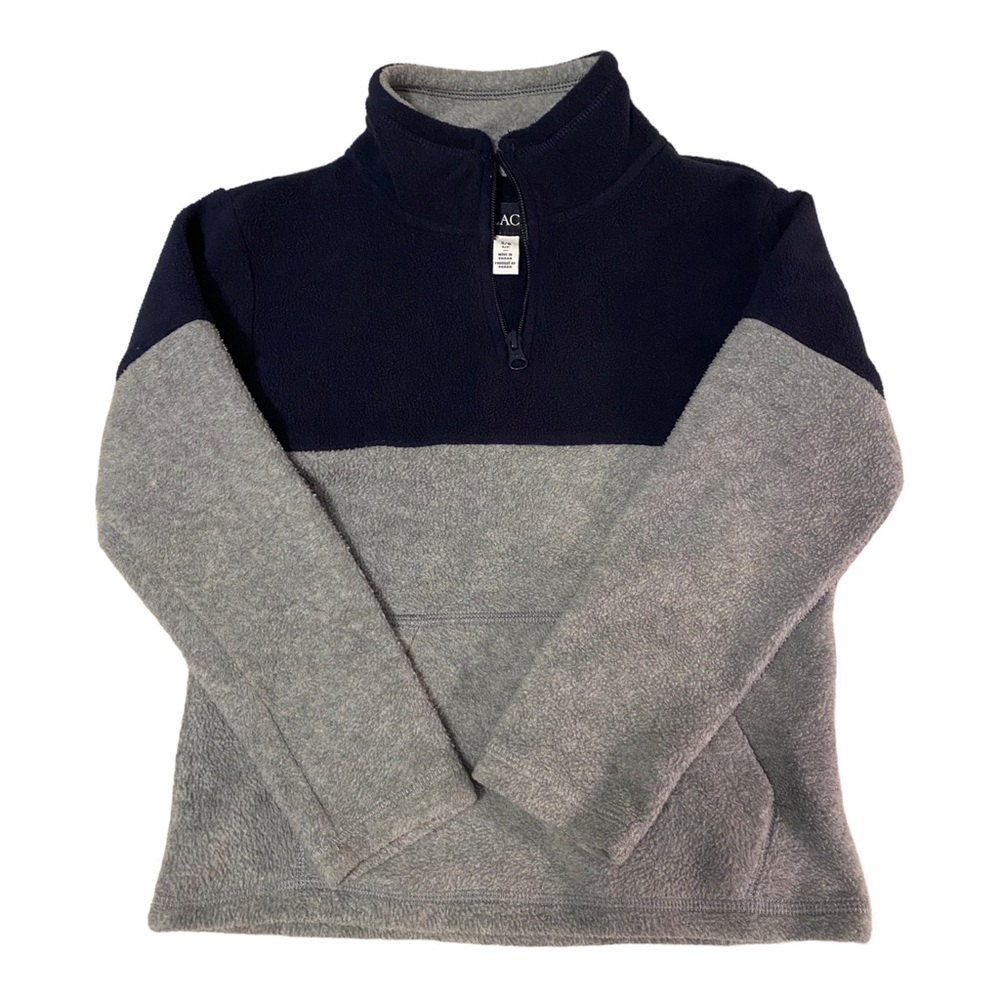 𝅺children’s Place Fleece Pullover Quarter Zip Navy Gray